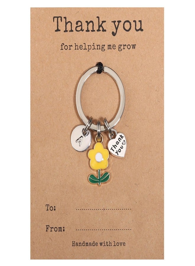 GINAZL Flower Keychain Teacher Appreciation Gifts Daycare Teachers Thank You Gift Initial Keychain Charistmas Birthday Valentines Day Gifts for Art Teacher Gift First Day Of School Present (A) - Image 1